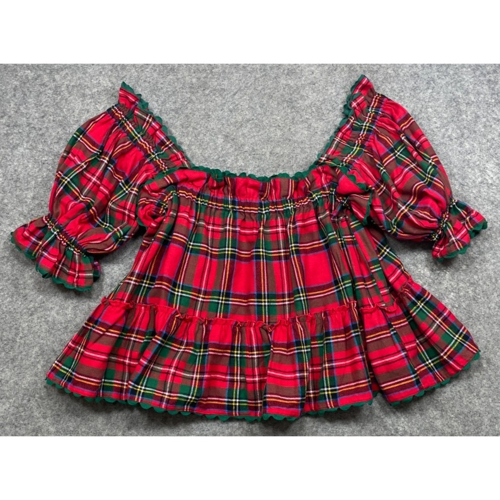 Elizabeth Wilson Designs Polly Pajama Top Red 2XL Plaid